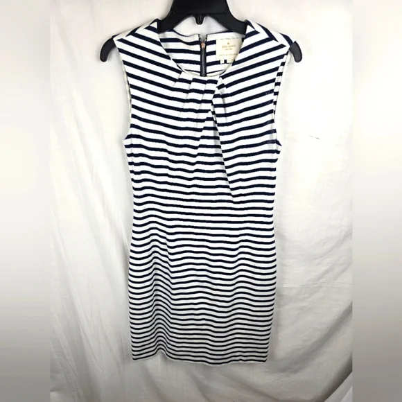 Kate Spade Navy and White Striped Sleeveless Dress Sz 10 - Picture 3 of 11
